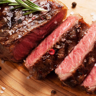 Steak sliced with seasoning